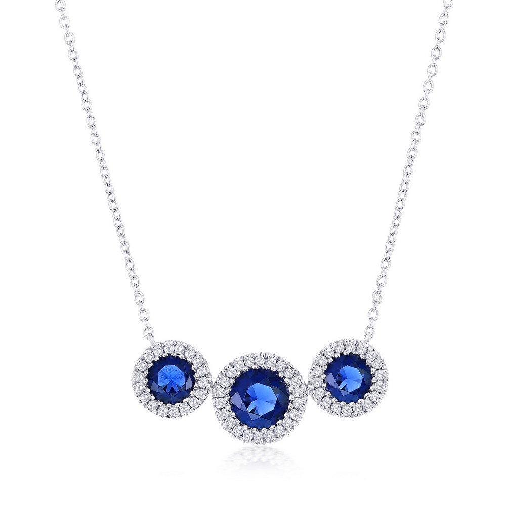 Lab-Grown 0.95ct Sapphire & 0.17ct Natural Diamond Necklace