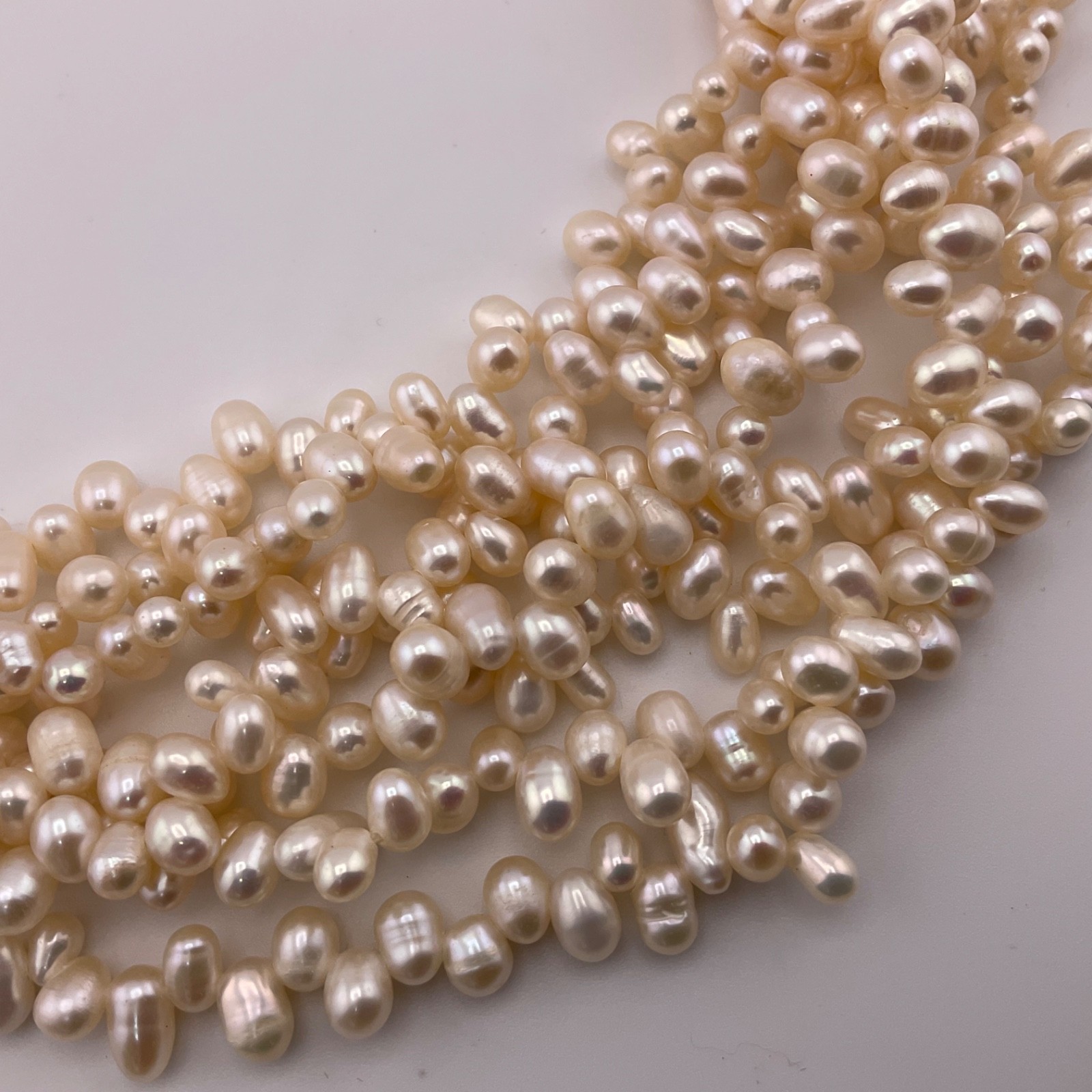 Vtg Freshwater Pearl Multi Strand Necklace 925 Gold Vermeil Filigree Clasp 18.5”