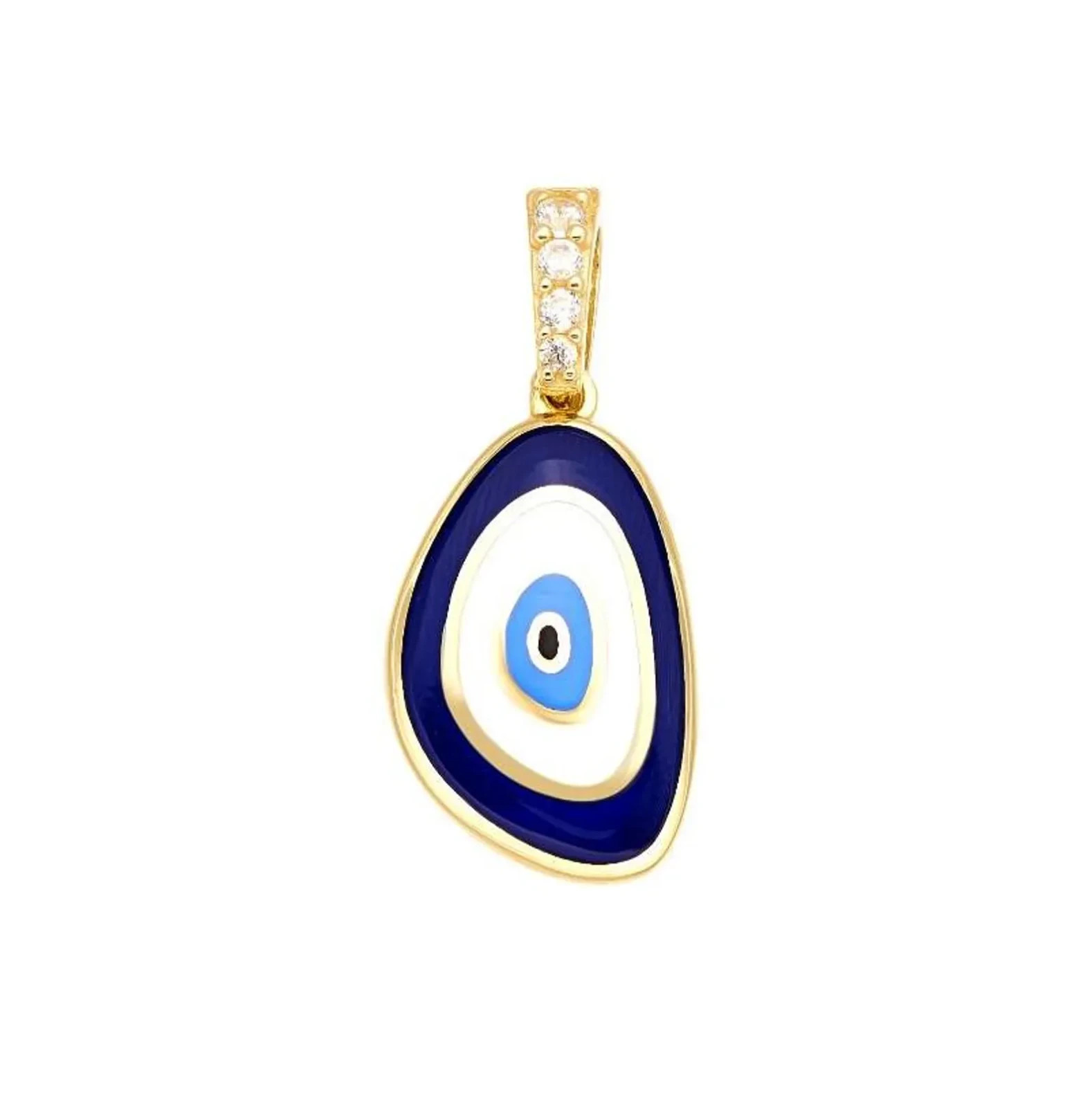 14K SOLID YELLOW GOLD EVIL EYE PENDANT OR NECKLACE