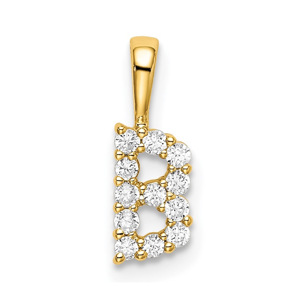 14k Yellow Gold Round Cut Lab Grown Diamond VS/SI+ G+ Letter B Intitial Pendant
