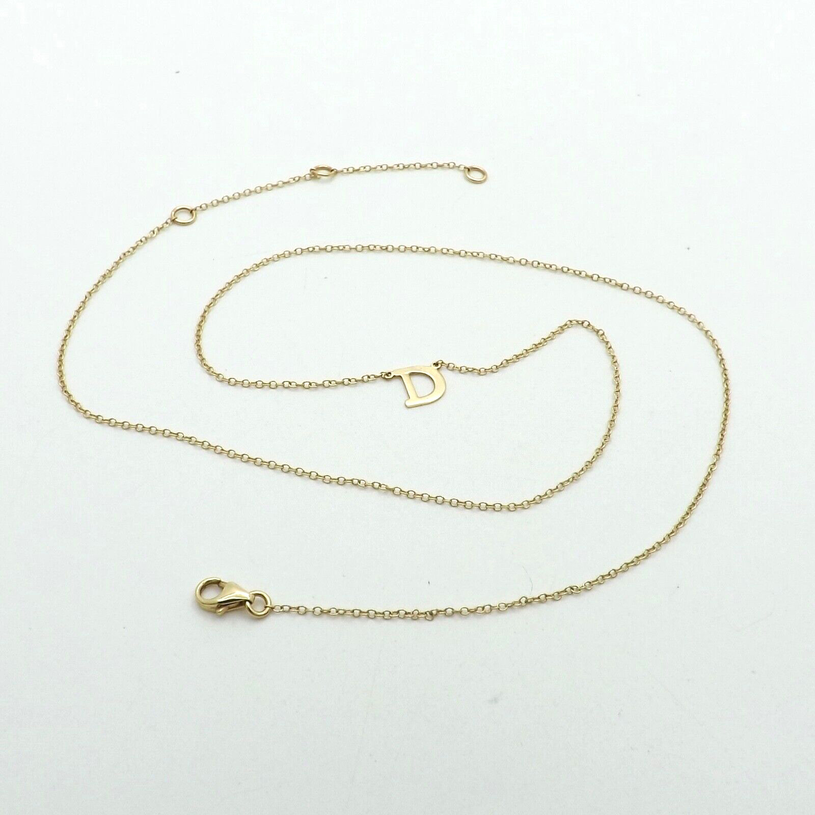 14k Gold Letter Initial D Pendant Necklace Adjustable 15in 16in 17in Adjustable
