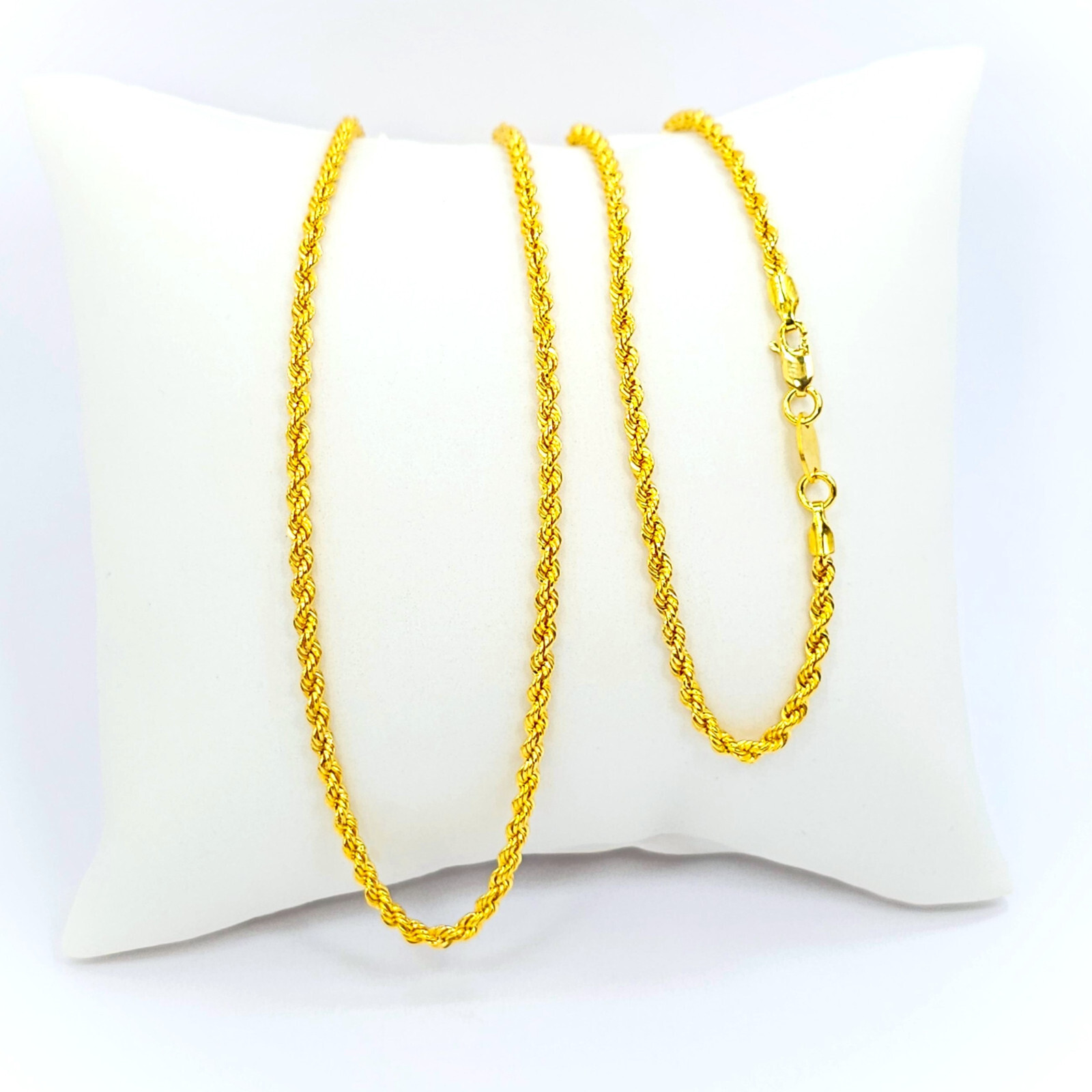 22K Gold Rope Chain Necklace Hollow 16.5 in Choker 2.15mm Genuine Hallmarked 916