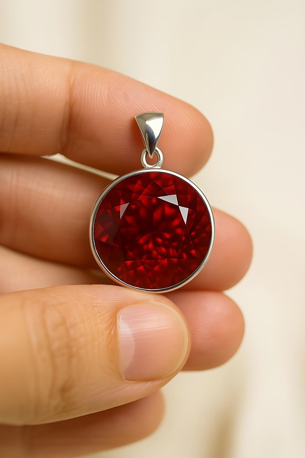 37.80 Ct Natural Red Ruby Pendant Certified 925 Sterling Silver Loose Gemstone