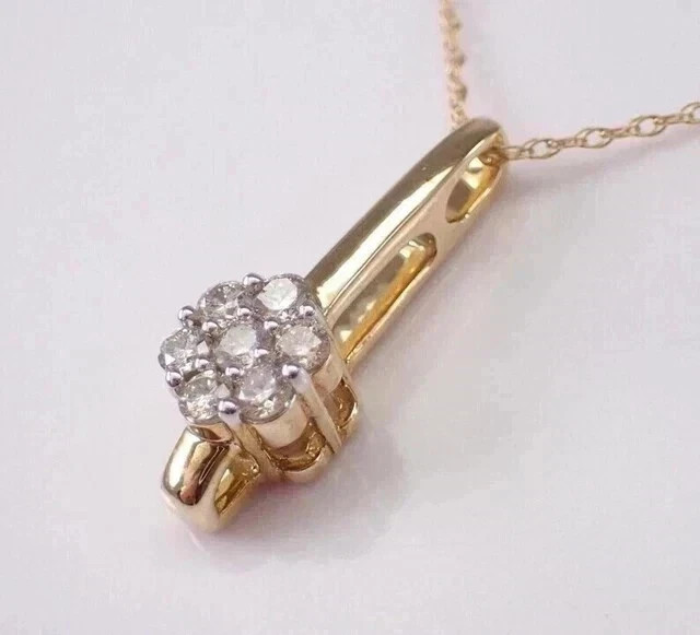 1Ct Round Cut Simulated Diamond Women Pendant Necklace Yellow Gold Over Silver