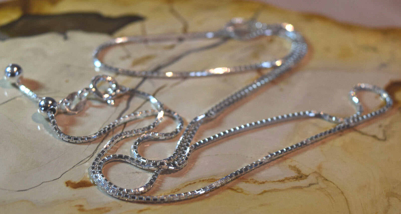 Adjustable 1mm 8 Sided Box Chain Necklace 925 Sterling Silver 16″ to 22″ Slide