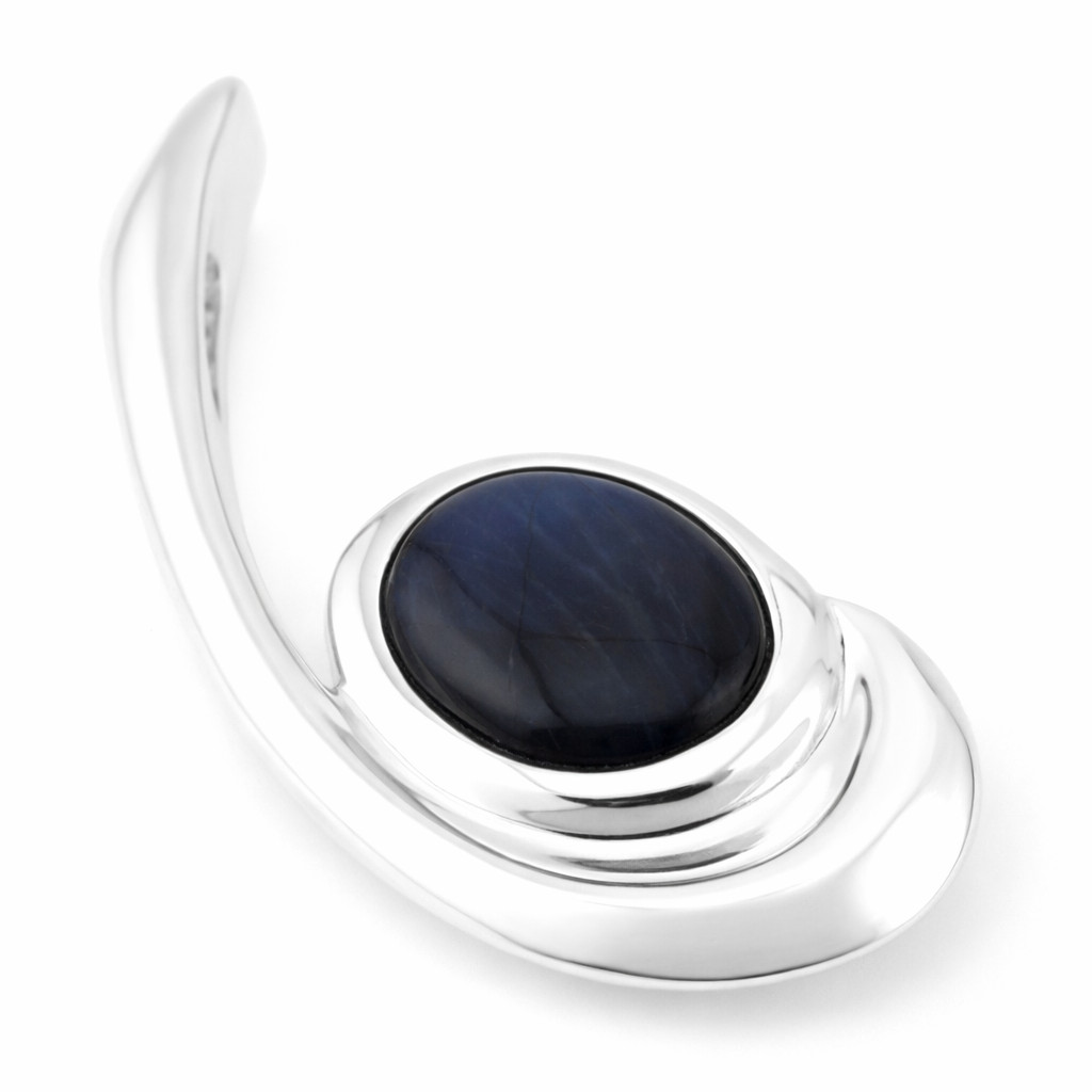 Modern Signed KGK Finland 925 Sterling Silver Labradorite Asymmetrical Pendant