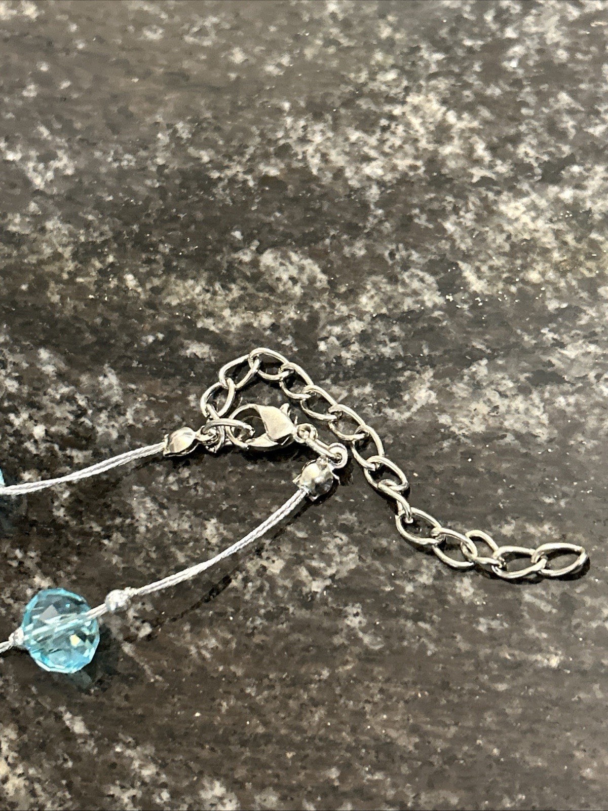Boutique Turquoise Nuggets w/Crystal Beads Spun Silver Chain Necklace 56” 98.8g