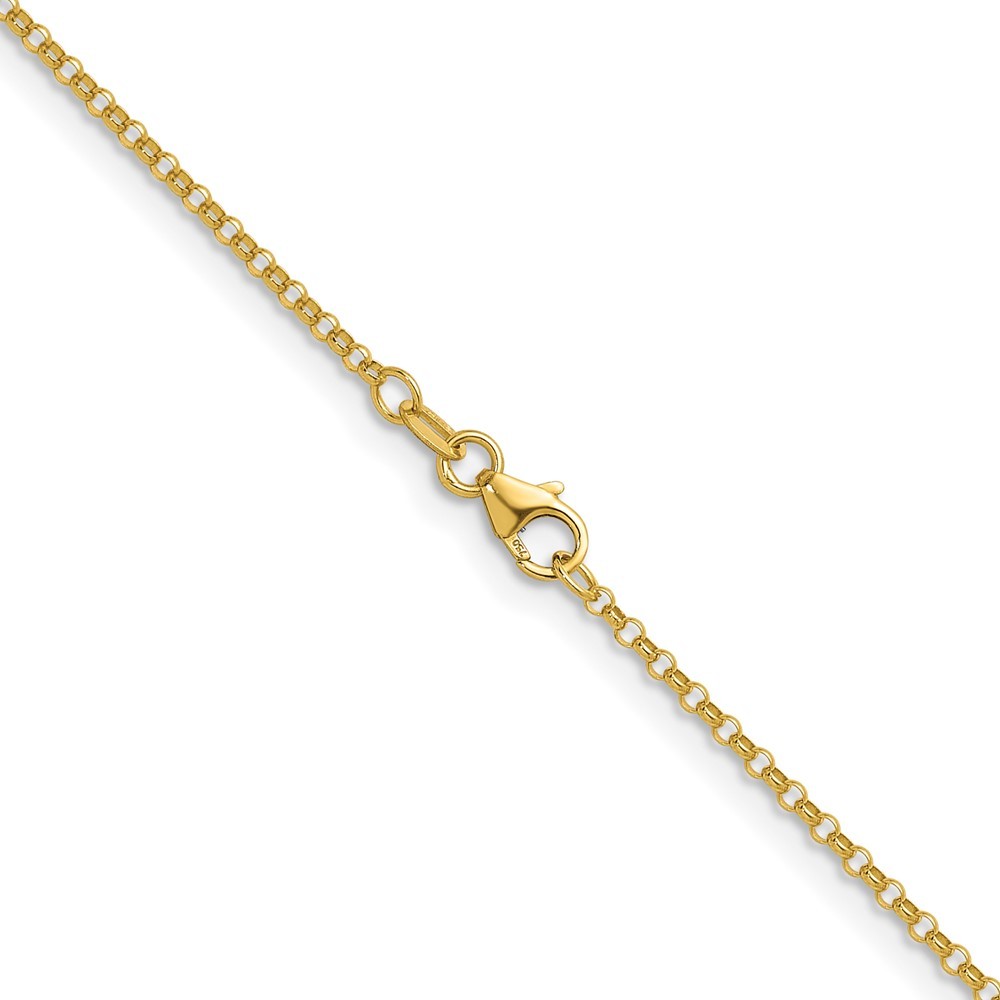18K Yellow Gold Polished 1.9mm Solid Rolo Chain Necklace 24″