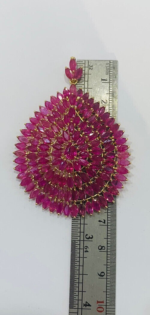 14k Yellow Gold Plated Silver 2Ct Lab Created Ruby Women’s Pendant Marquise Cut
