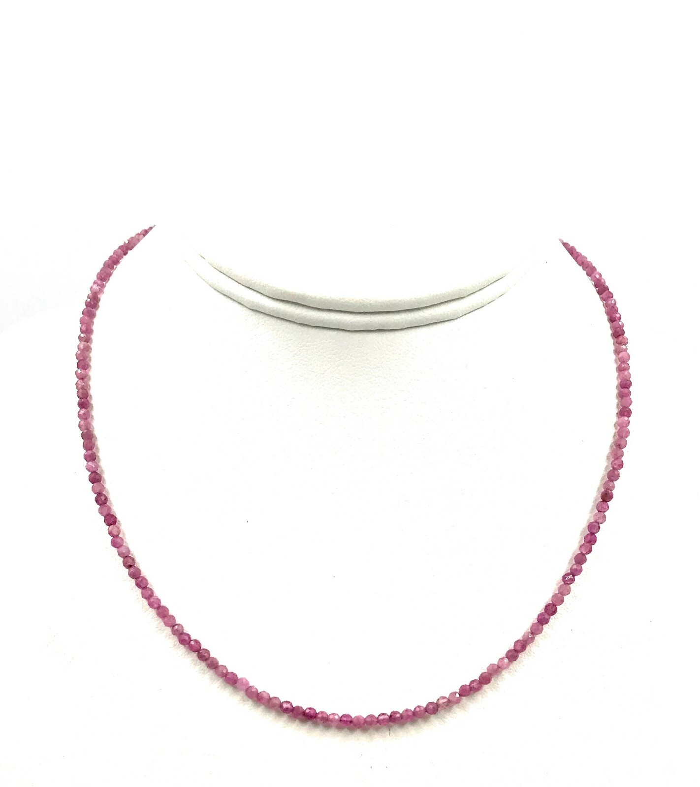 Genuine Pink Tourmaline Beads Silver Necklace Jewelry Women Handmade USA SELLER