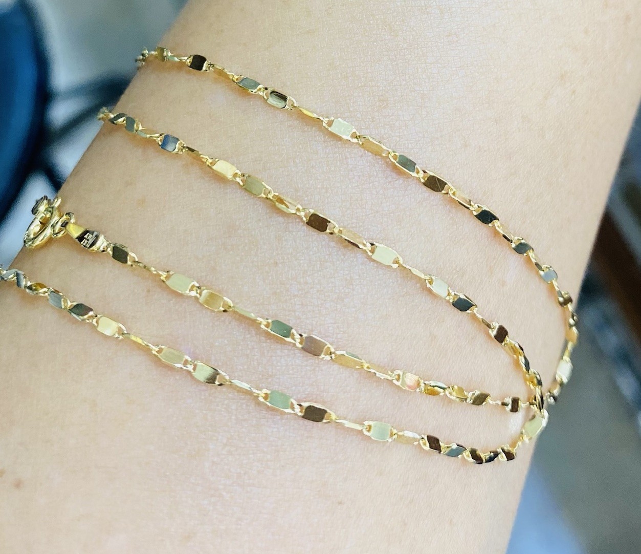 14K Solid Yellow Gold Diamond Cut Link Chain Necklace 17.5Inches (3.15GM)