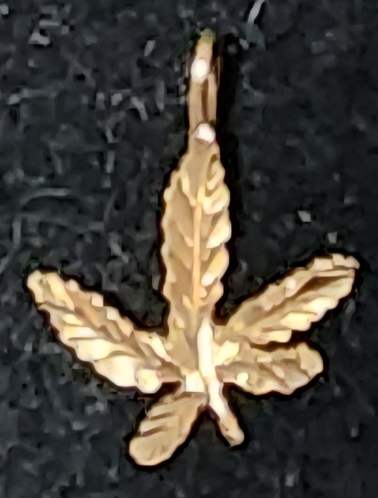 14k Solid Gold Marijuana Pendant Diamond Cut 0.75″ Weed Leaf Charm 14kt Yellow