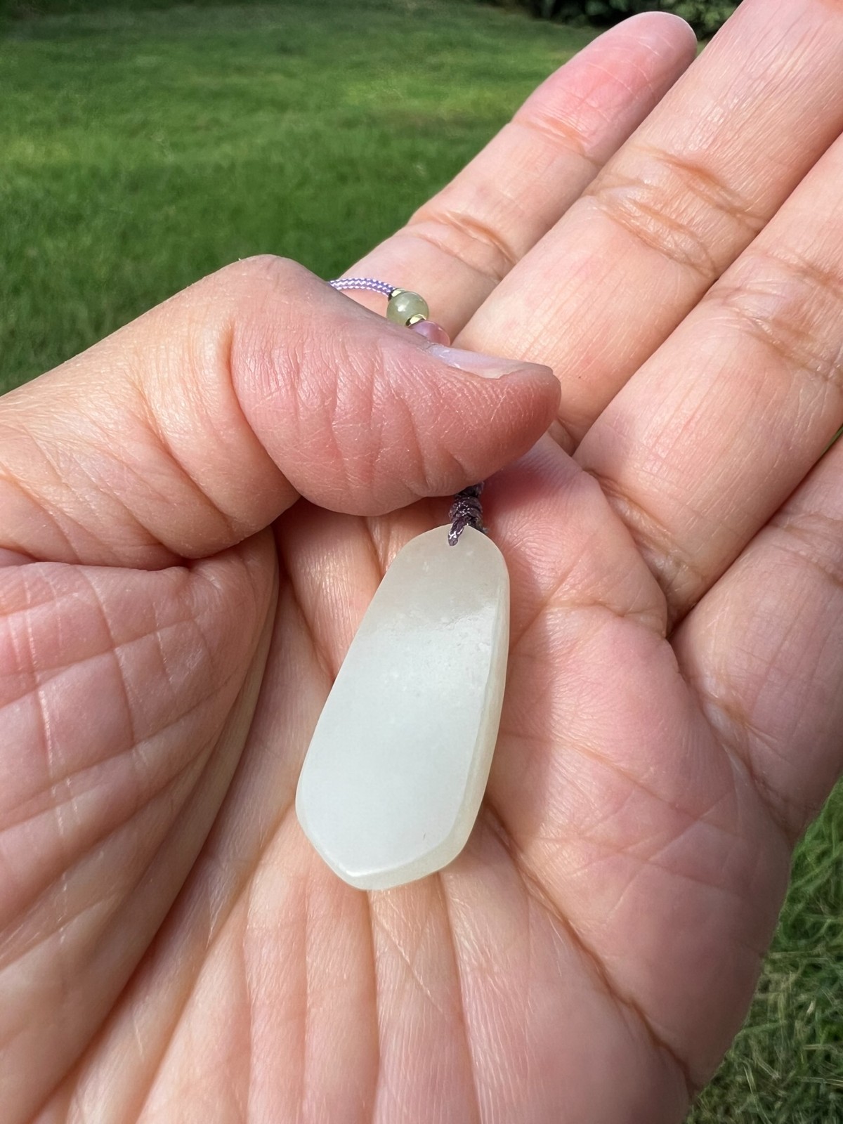 Creamy Fine White Genuine Natural Nephrite Jade Pendant H220 b3
