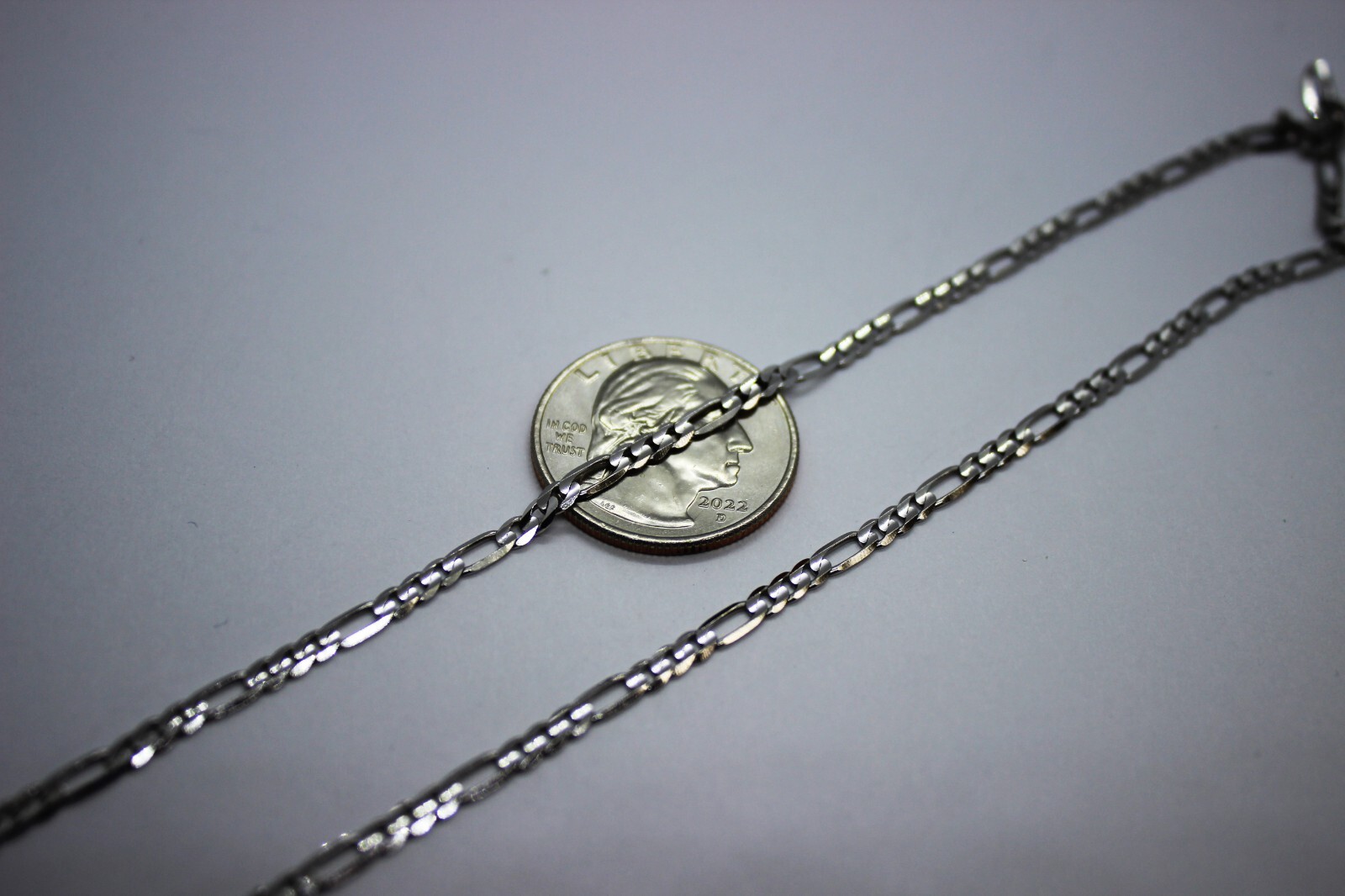 10k Solid White Gold Figaro Chain Necklace Bracelet 2.2mm – 6.2mm 7″ – 30″