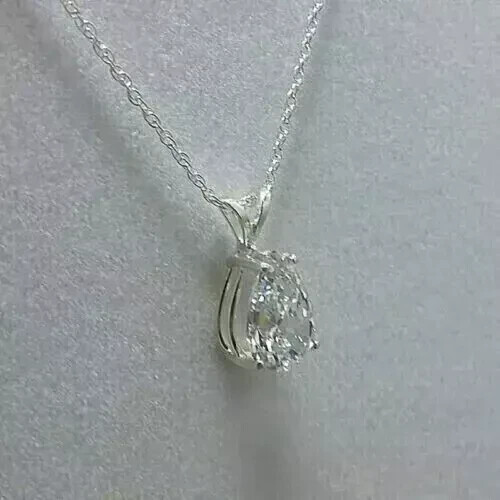 2.00Ct Pear Cut Lab Created Diamond 18k White Gold Plated 925 Solitaire Pendant