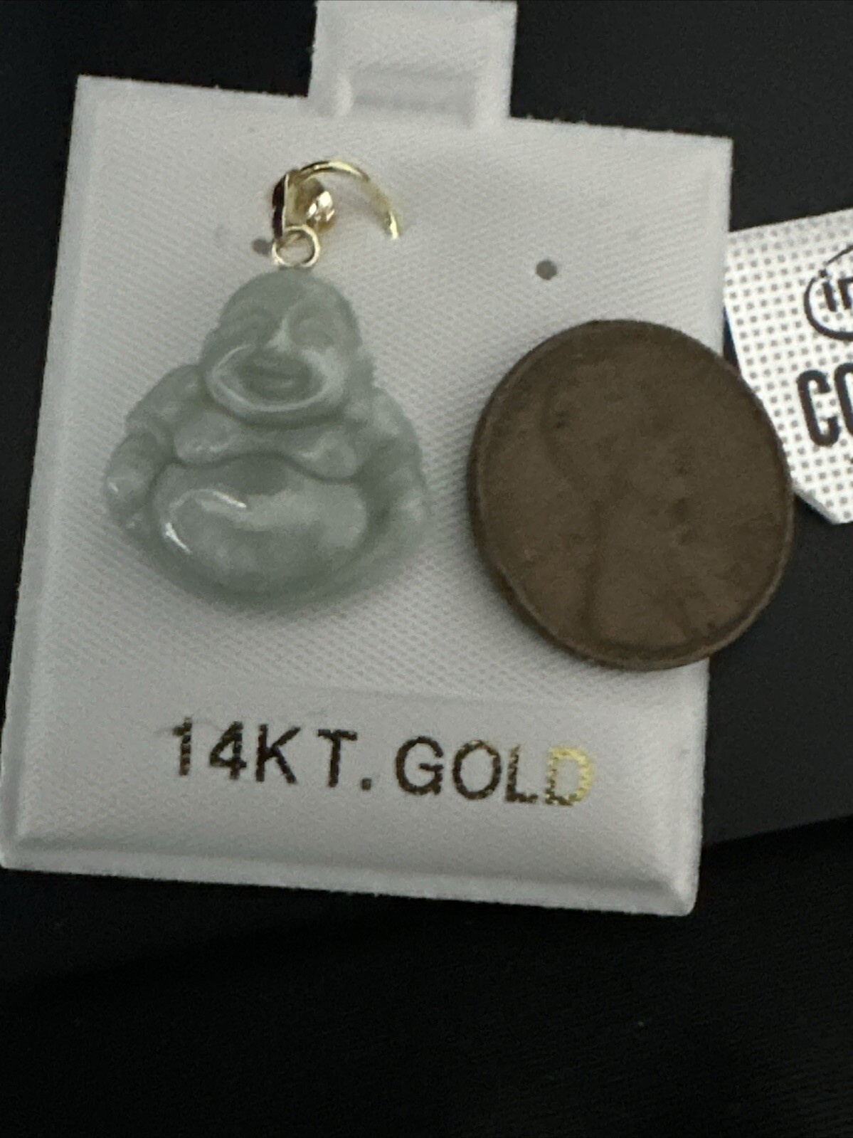 Light Green Laughing Buddha Jade Pendant (14K)