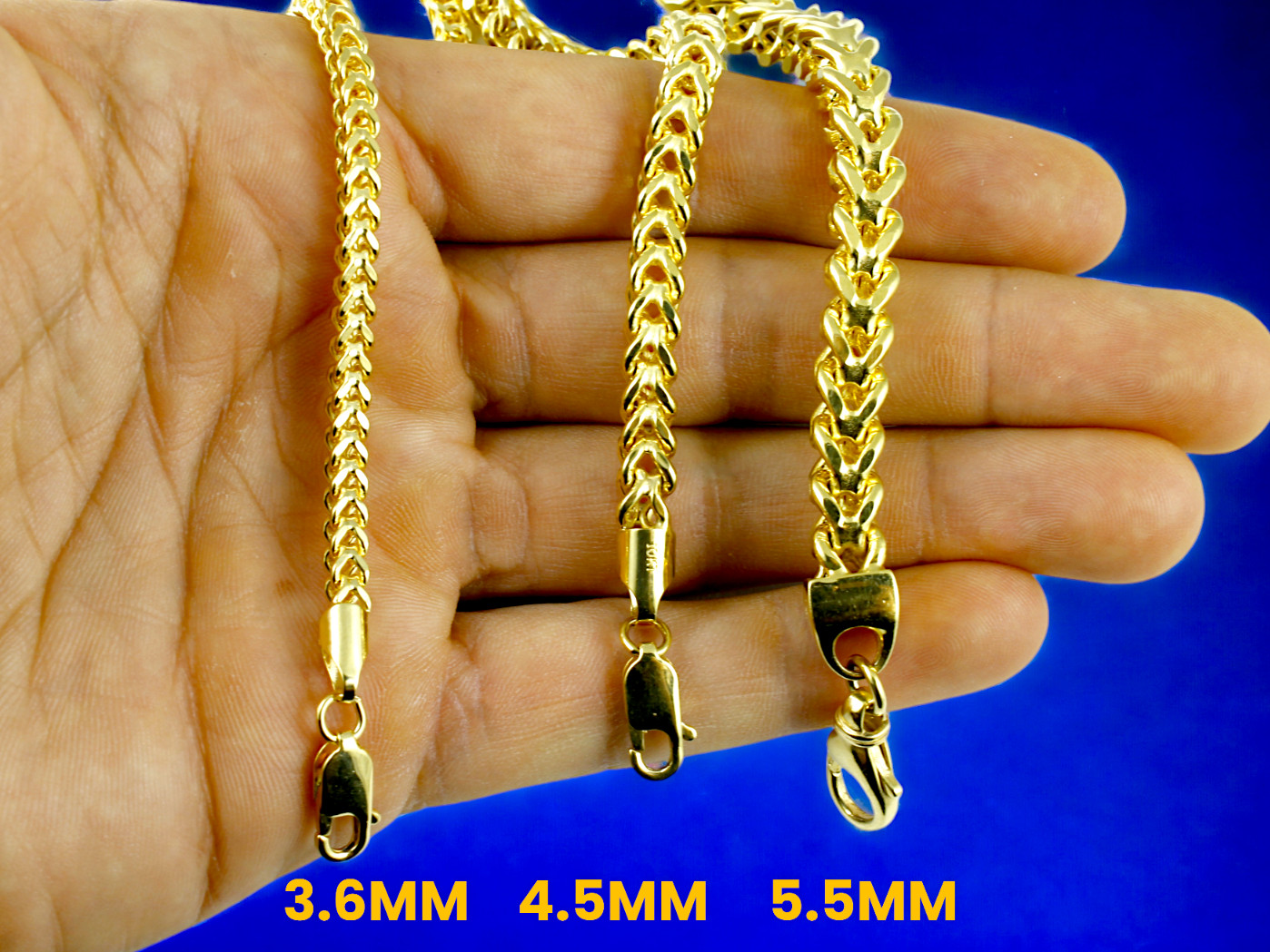 10K Yellow Gold Franco Box Square Chain Necklace Real Gold 2mm-7mm 16″-30″