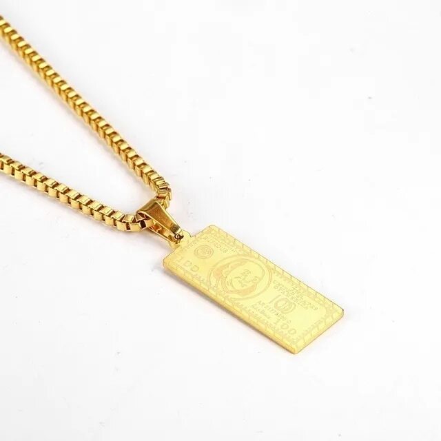 Million Dollar Stainless Steel Gold Plated Pendant Hip Hop Necklace Jewelry Gift