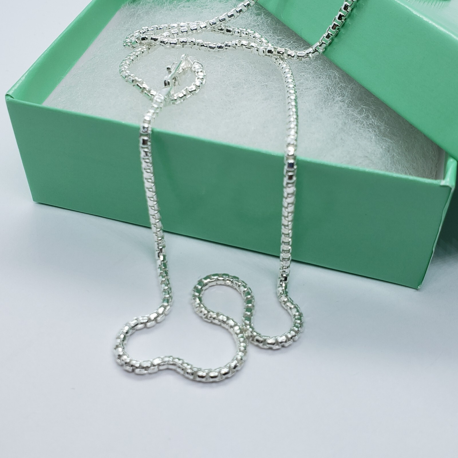 925 Sterling Silver Round Box Chain Necklace High Quality 2mm 16″-30″