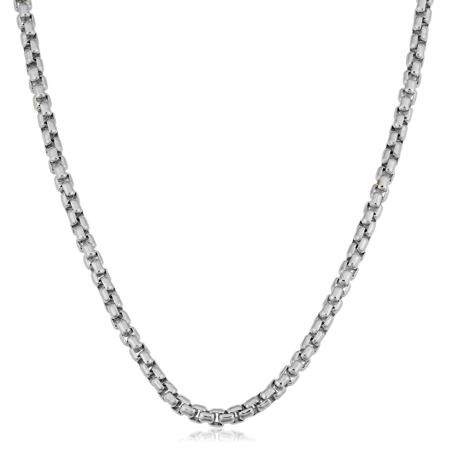 925 Sterling Silver Italian 2.5mm Solid Franco Round Box Link Chain Necklace