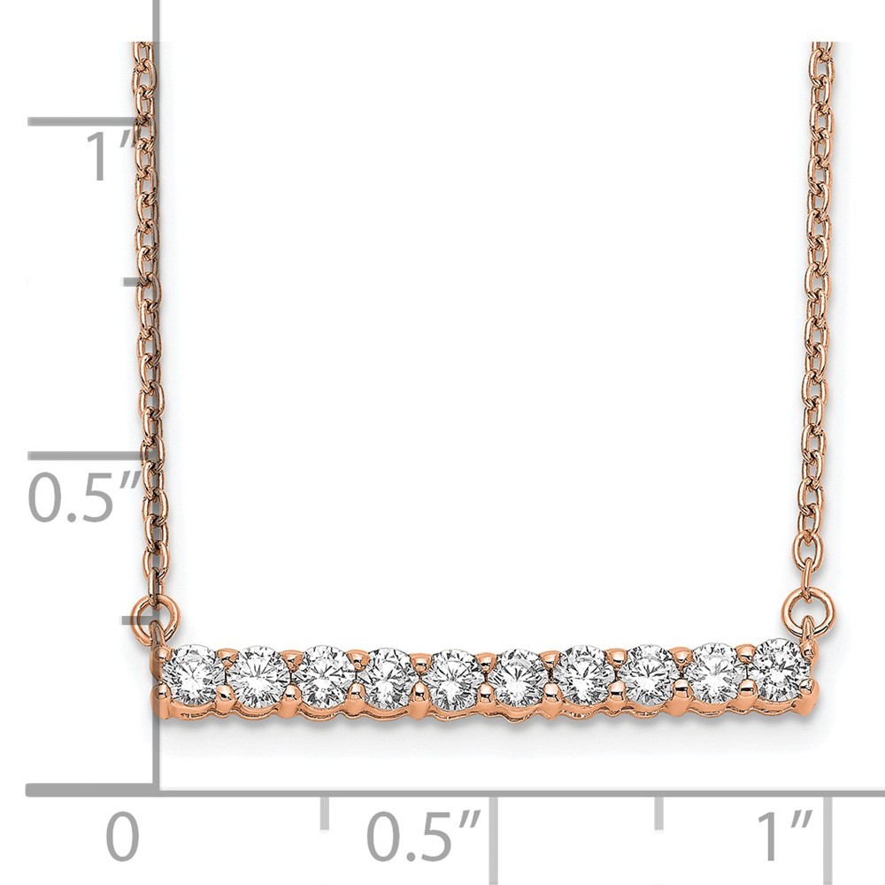 14k Rose Gold 1/2 carat Lab Grown Diamond Bar Pendant Necklace 18″ VS/SI, G
