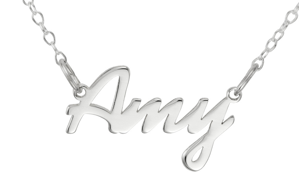 Amy Name Plate Necklace Pendent Sterling Silver female Personalized Custom