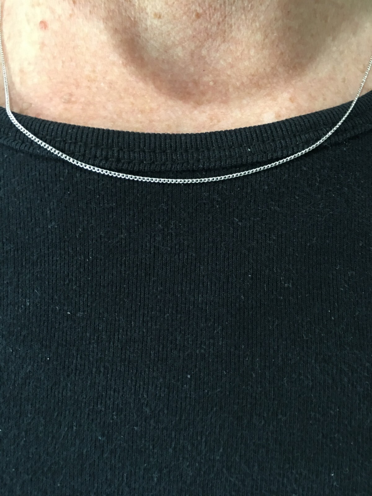 Women’s Sterling Silver Necklace. 18 inch 1MM Curb Chain. Vintage Choker Jewelry