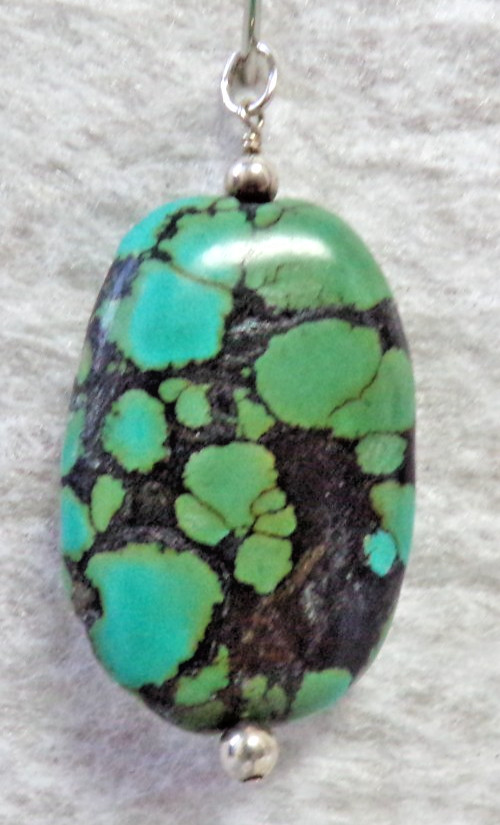 TOURQUOISE PENDANT STONE GEMSTONE JEWELRY ON .925 STRELING SILVER EYE HOOK STEM