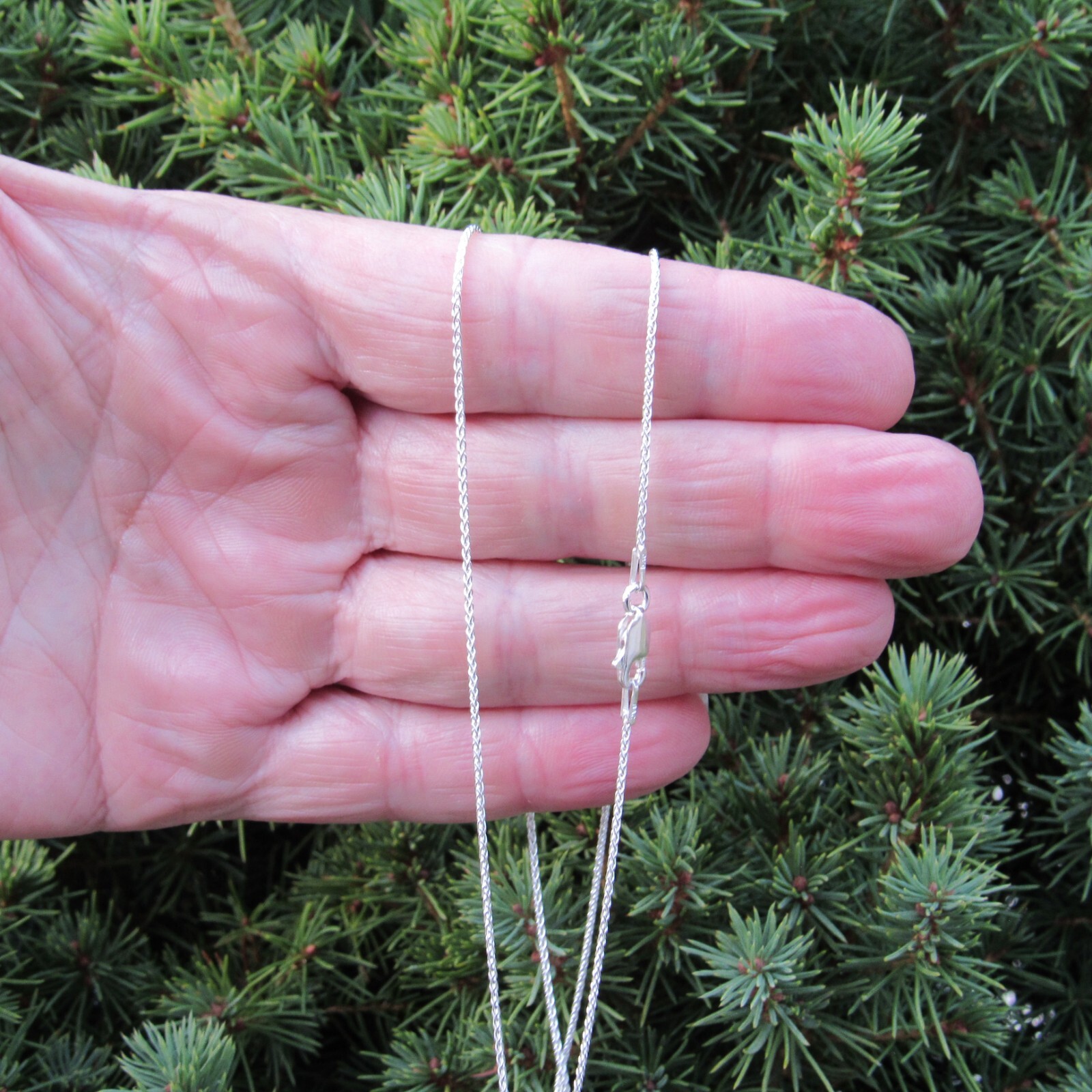 1.1MM Solid 925 Sterling Silver Italian SPIGA / WHEAT Chain Women’s Necklace