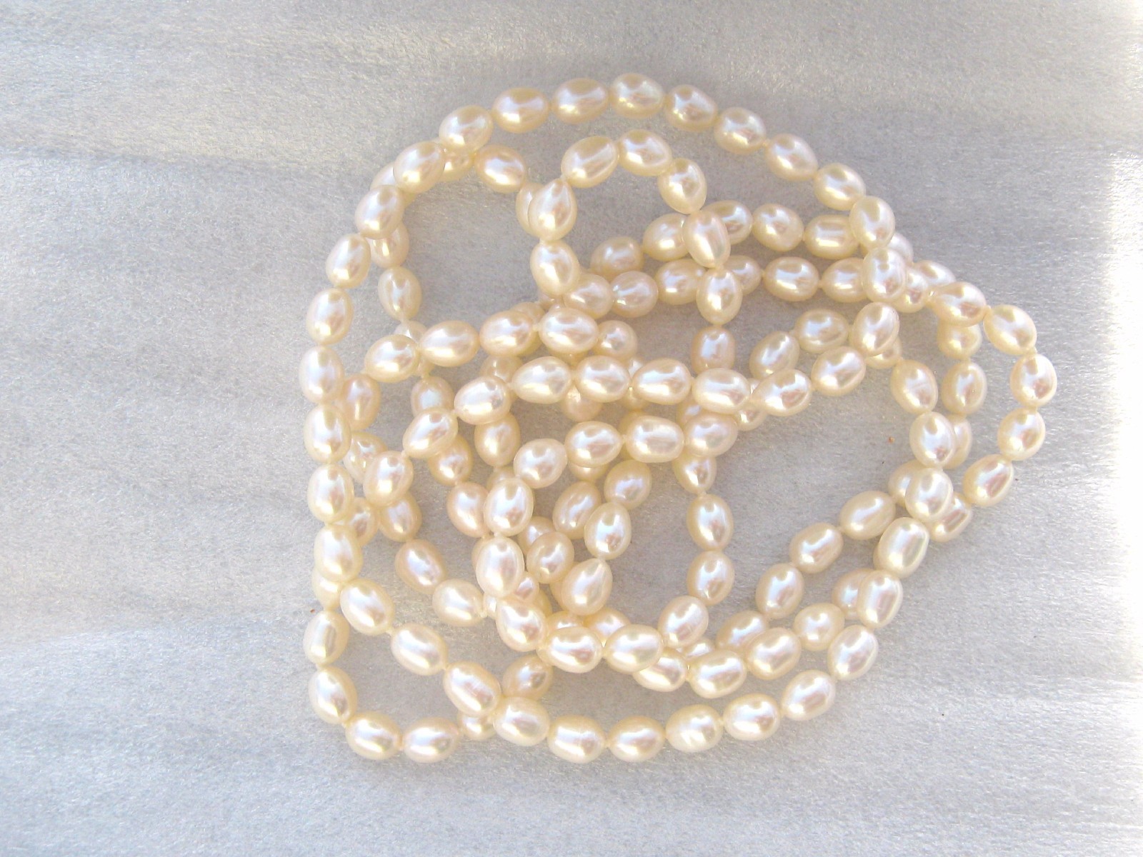 48″ Natural Cream/Ivory Freshwater Cultured Rice Pearl Necklace No Clasp