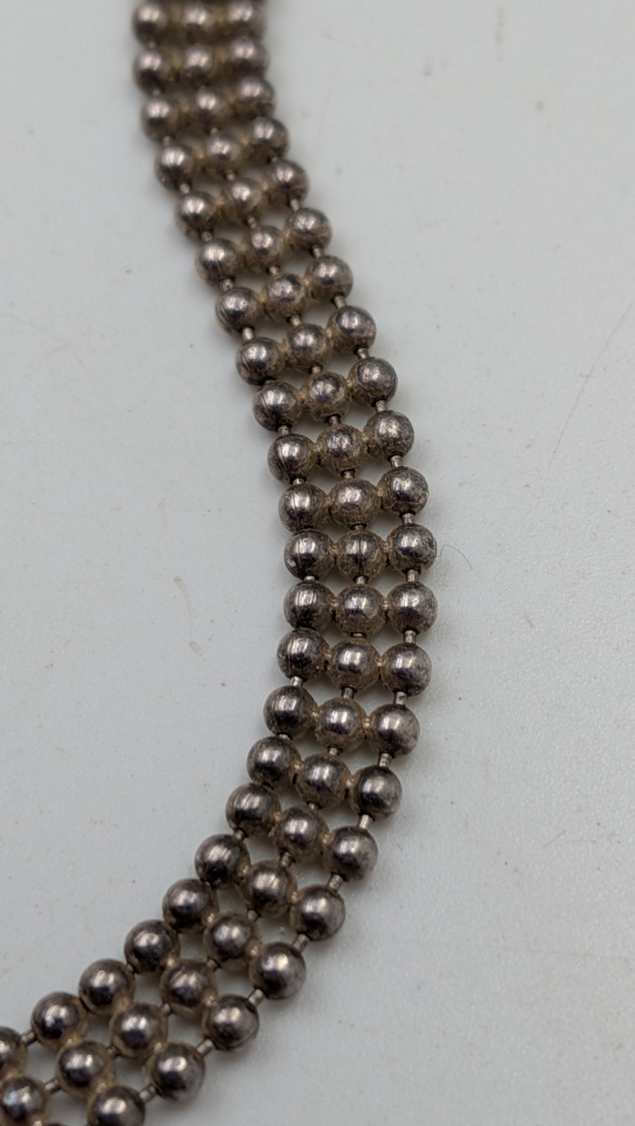 Signed OTC 925 Sterling Silver Station Ball Beaded Heart Chain 18″ Necklace 14g