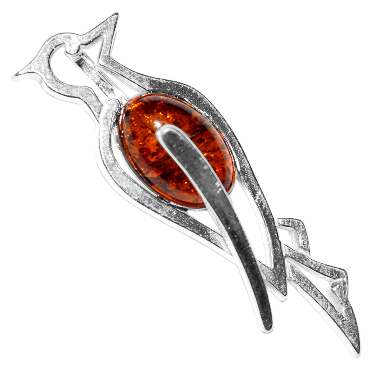 3.15g WoodPecker Authentic Baltic Amber 925 Sterling Silver Pendant N-A686