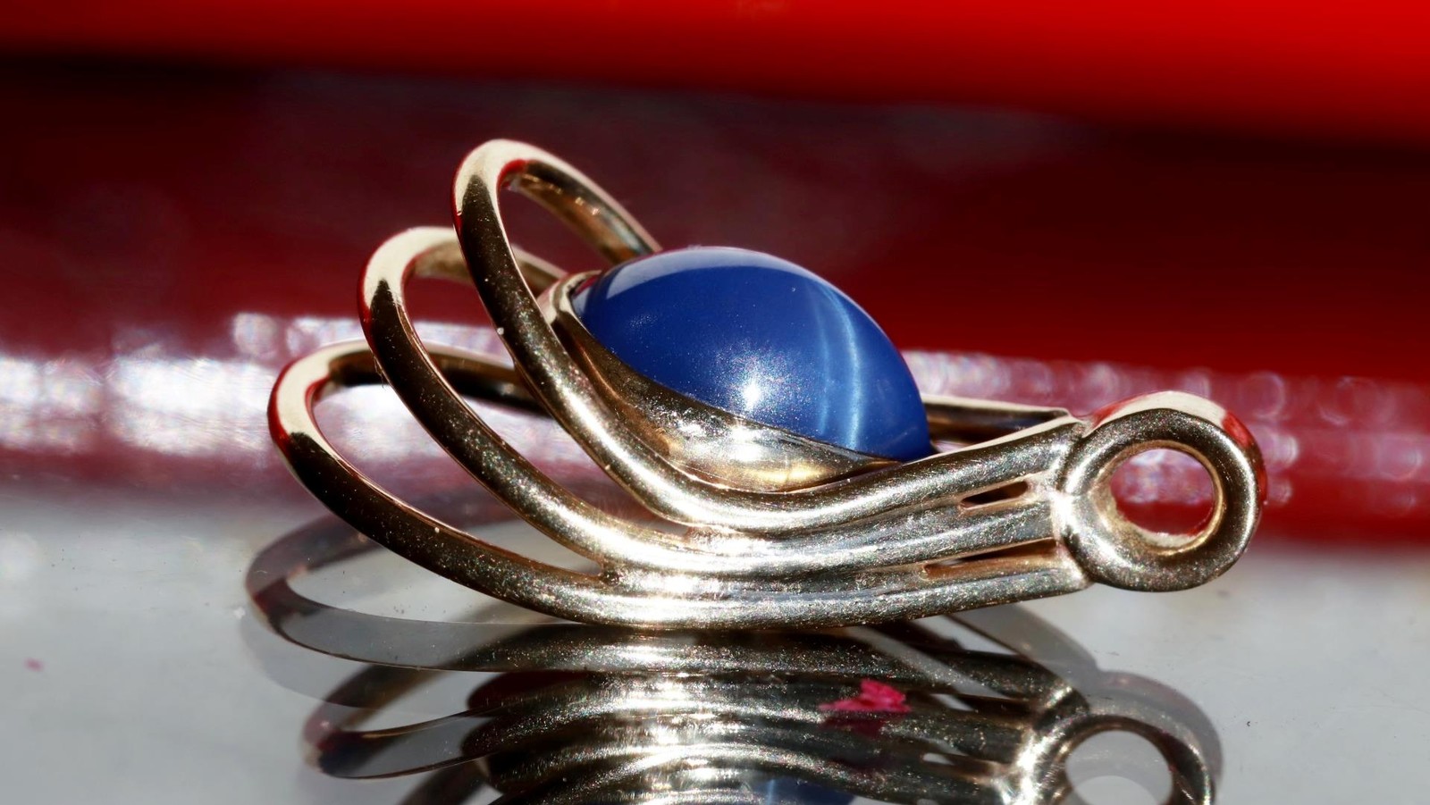14k yellow gold pendant 1.45ct lab created blue star sapphire charm 2.45gr N3738