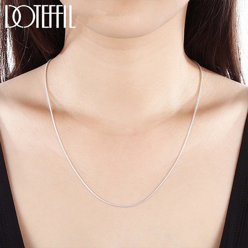 10PCS 925 Sterling Silver Snake Chain Necklaces 1mm 16–30 Inch Fashion Jewelry