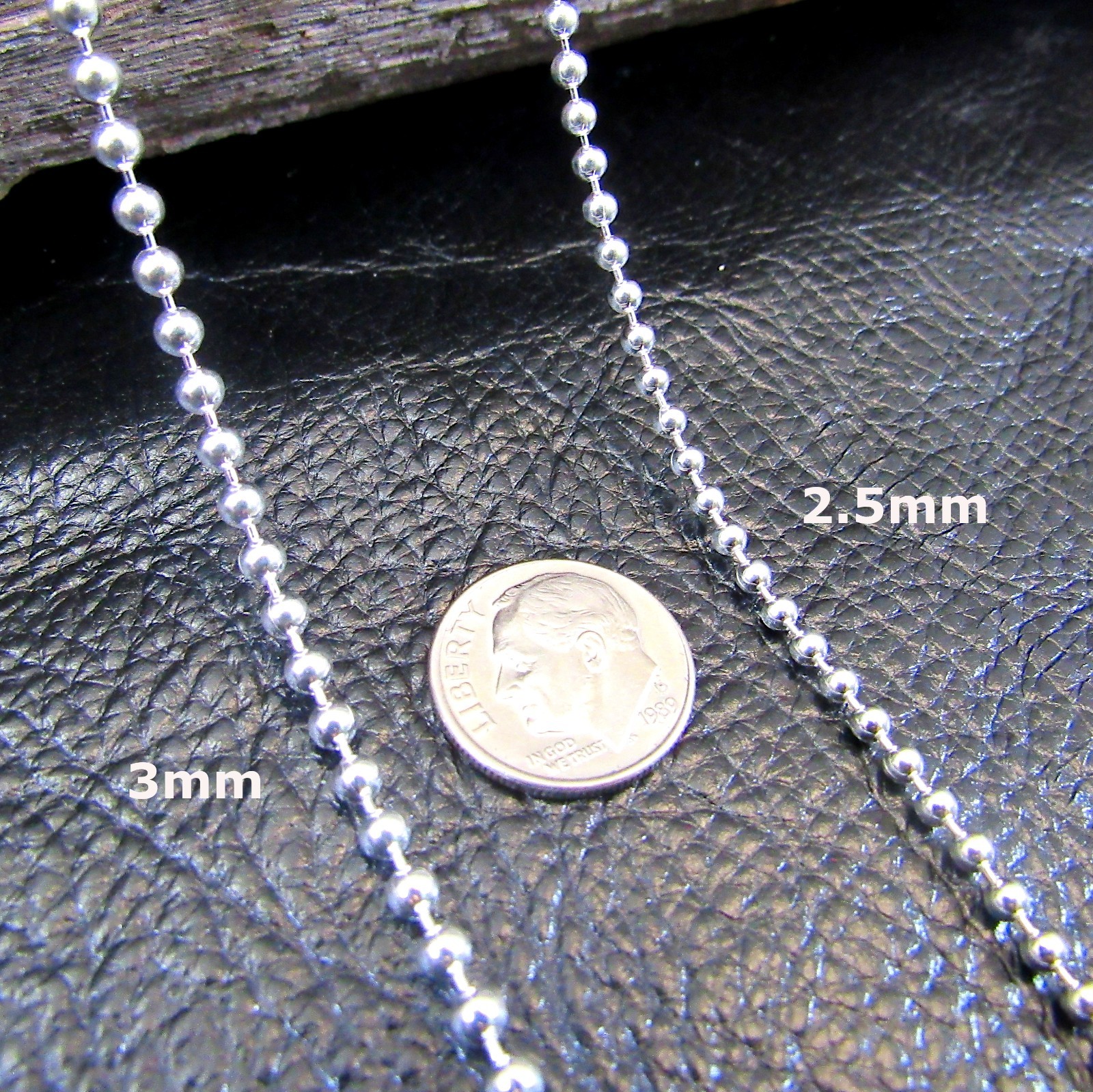 Solid 925 Sterling Silver Italian BALL/BEAD Dogtag ID Chain Necklace 1.5MM – 6MM