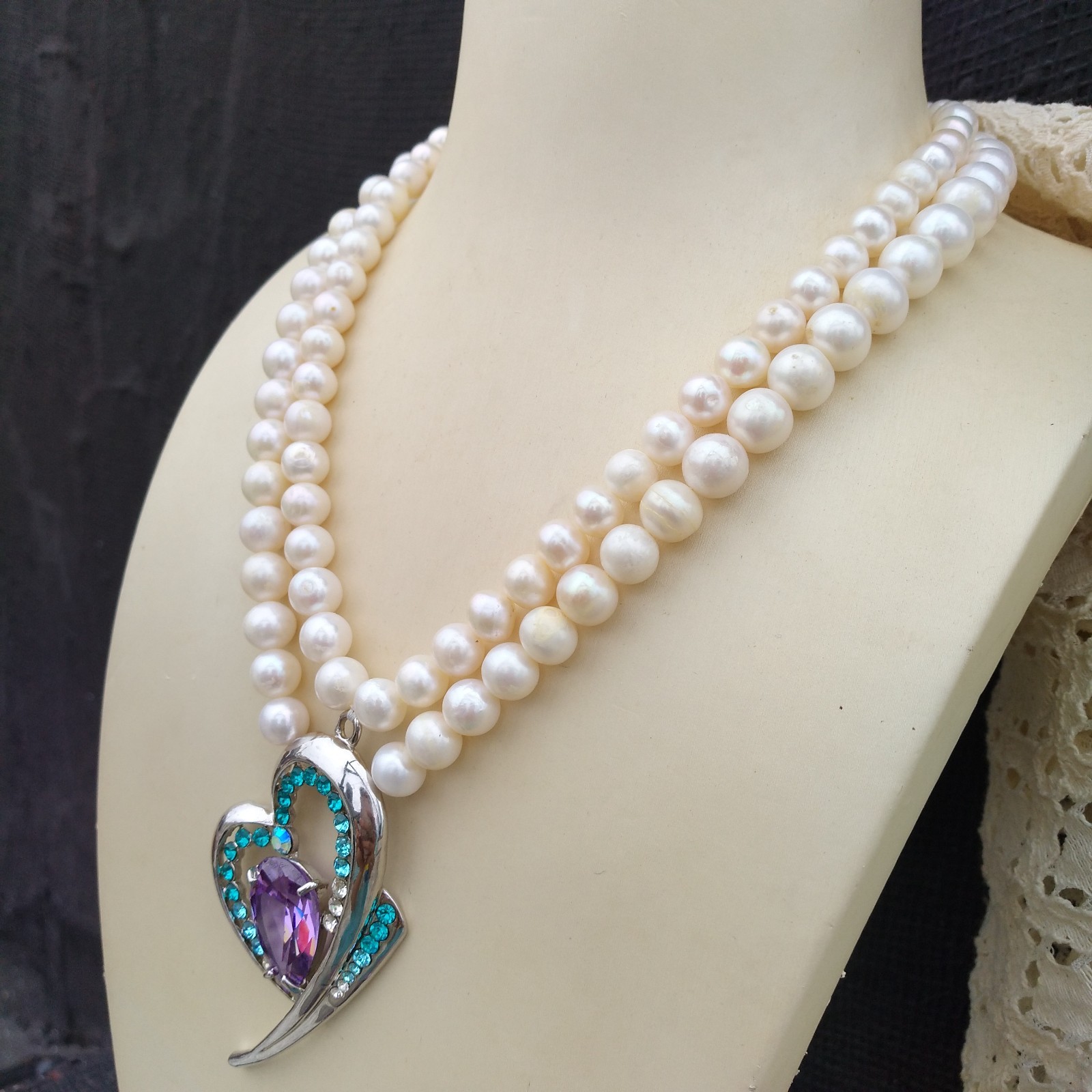 Classic Double Strands AAA 6-7mm South Sea White Pearl Necklace Design Pretty