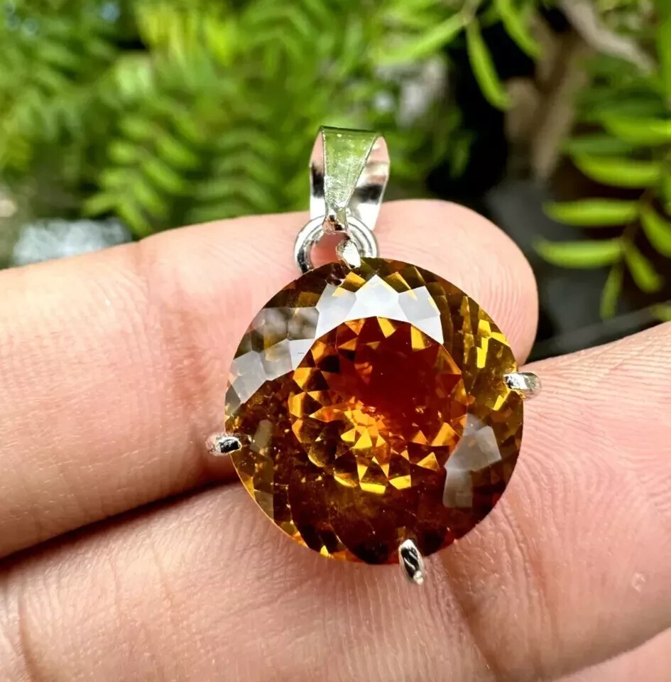 Natural Certified 40 Ct Orange Sapphire Loose Gemstone 925 Solid Silver Pendant