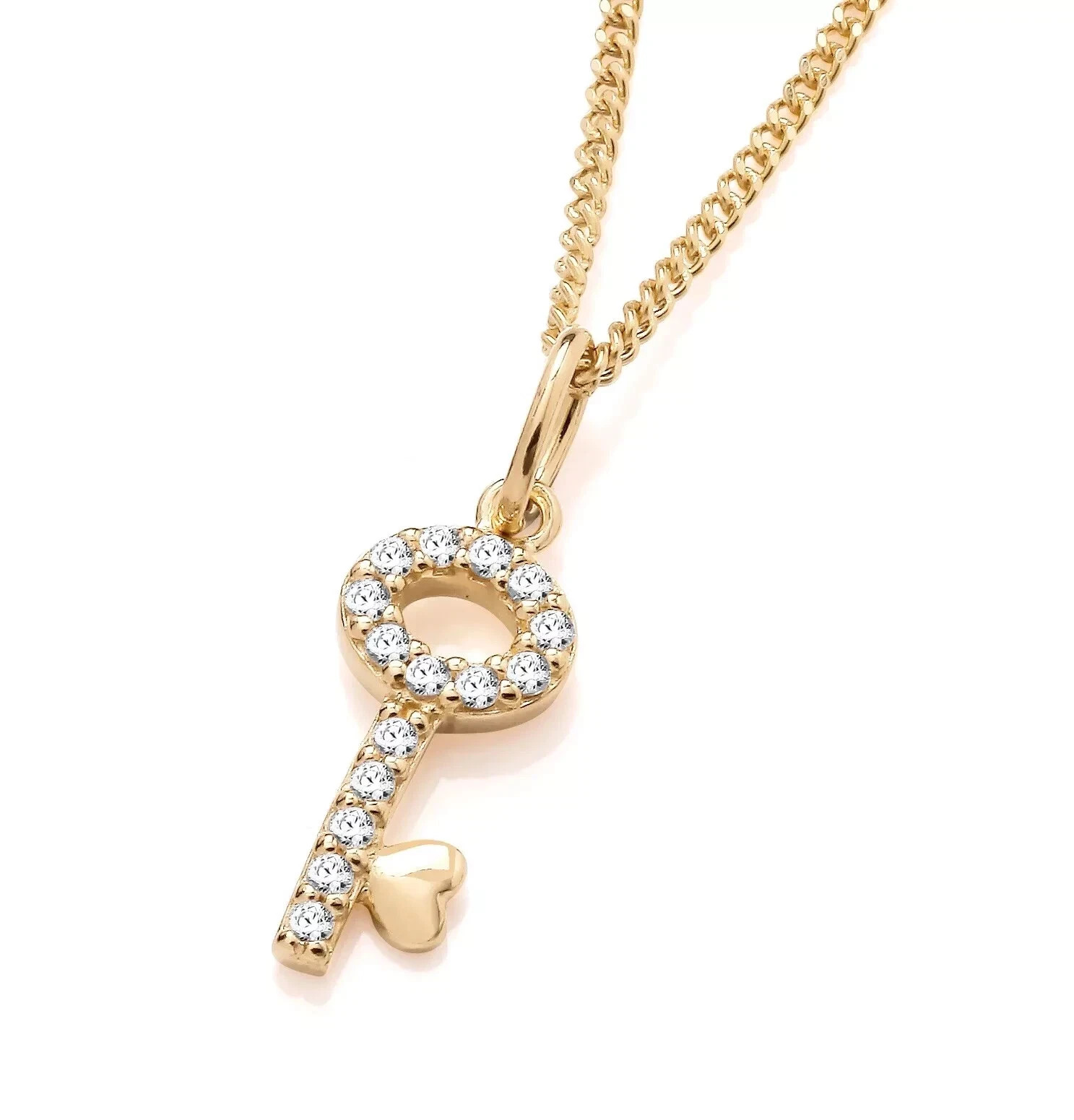 1.50ct Round Cut Lab Created Diamond Small Key Pendant 14K Yellow Gold Plated