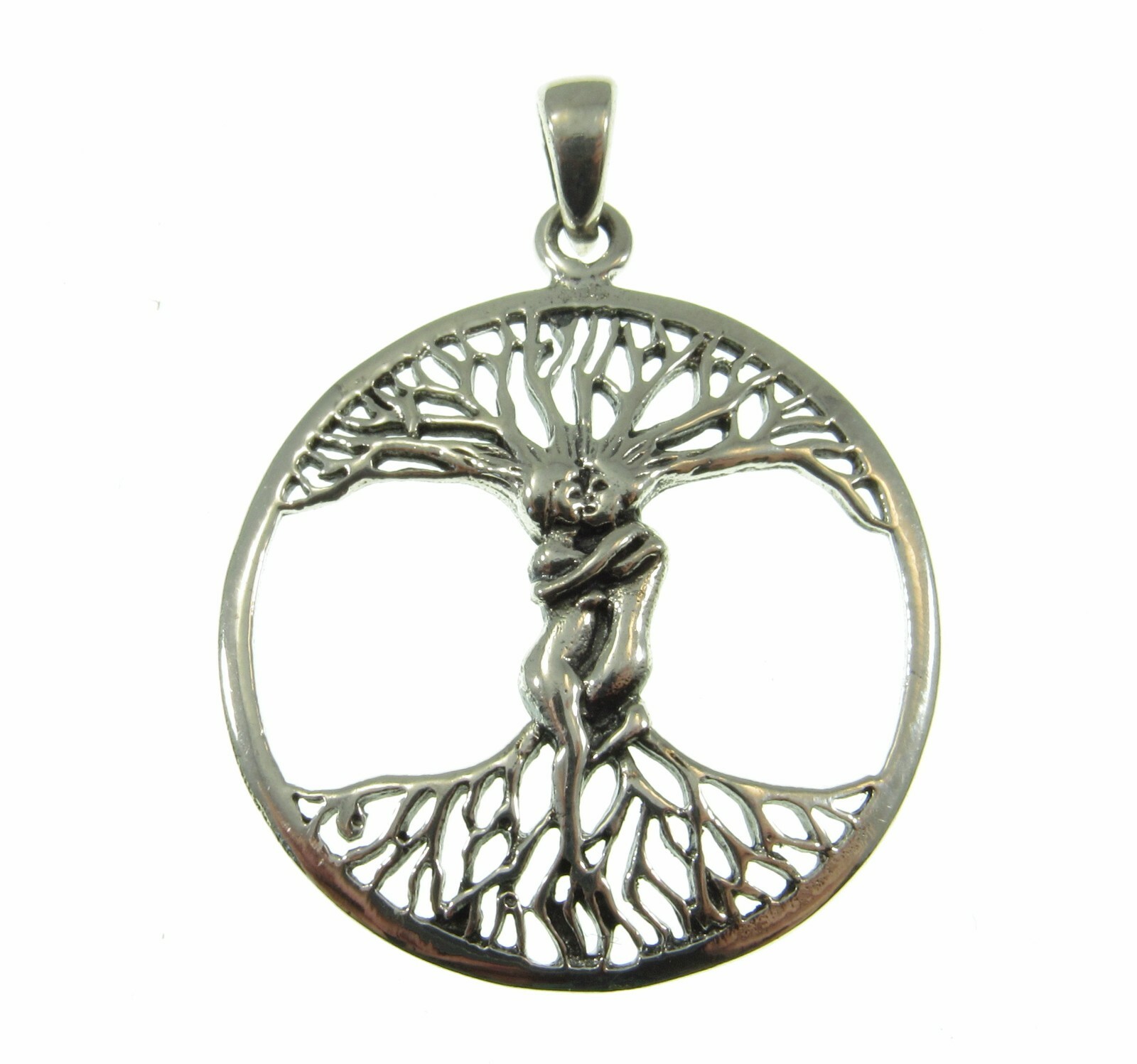 Solid 925 Sterling Silver Entwined Lovers/Couple Tree of Life Yggdrasil Pendant