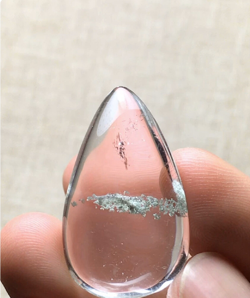 US SELLER Natural Green Phantom Quartz Pendant Teardrop Crystal GEM Necklace
