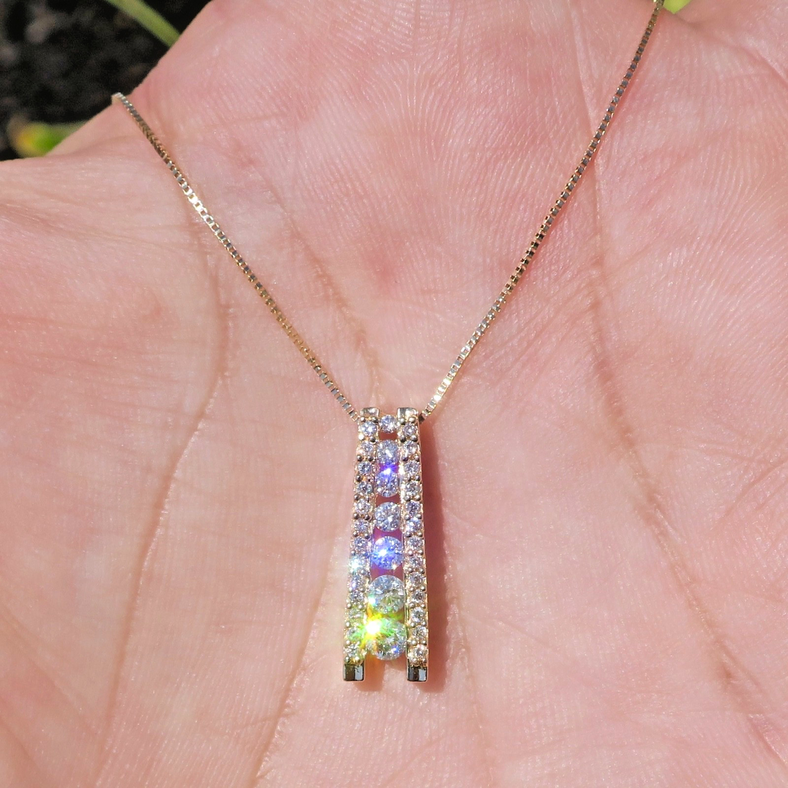Classic 14k Solid Yellow Gold 1/3ct Natural Diamond Pendant w/ 20 inch Box Chain