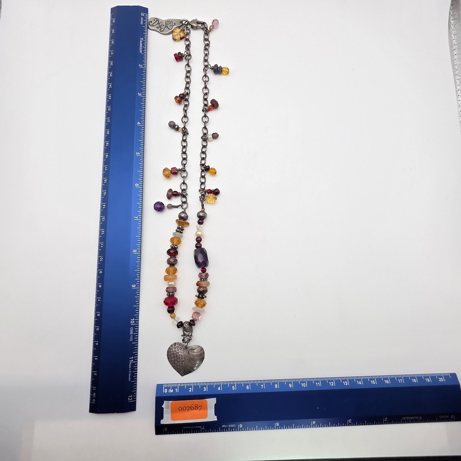 Multi-Color Gemstone Necklace Garnet Amethyst Citrine Pearl 925 Sterling Silver