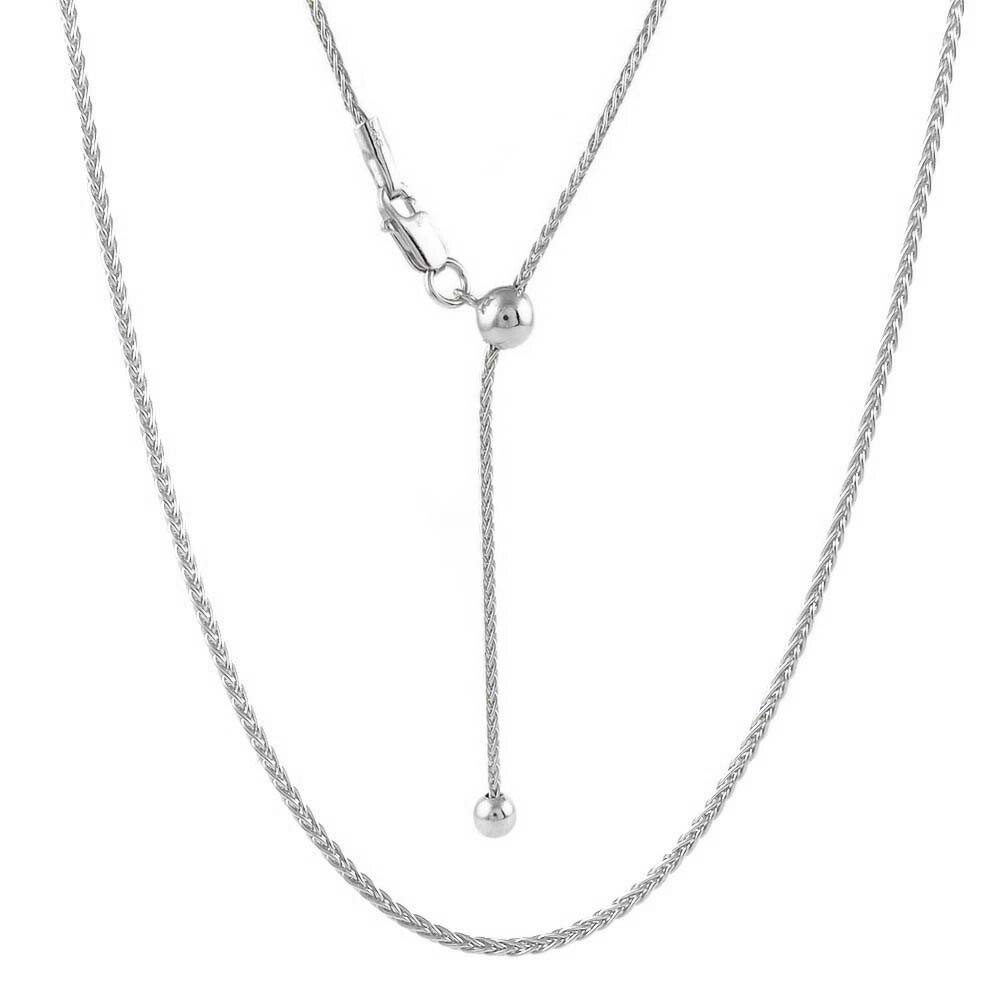 925 Sterling Silver Adjustable Diamond CutWheat Chain Necklace, Bolo Necklace