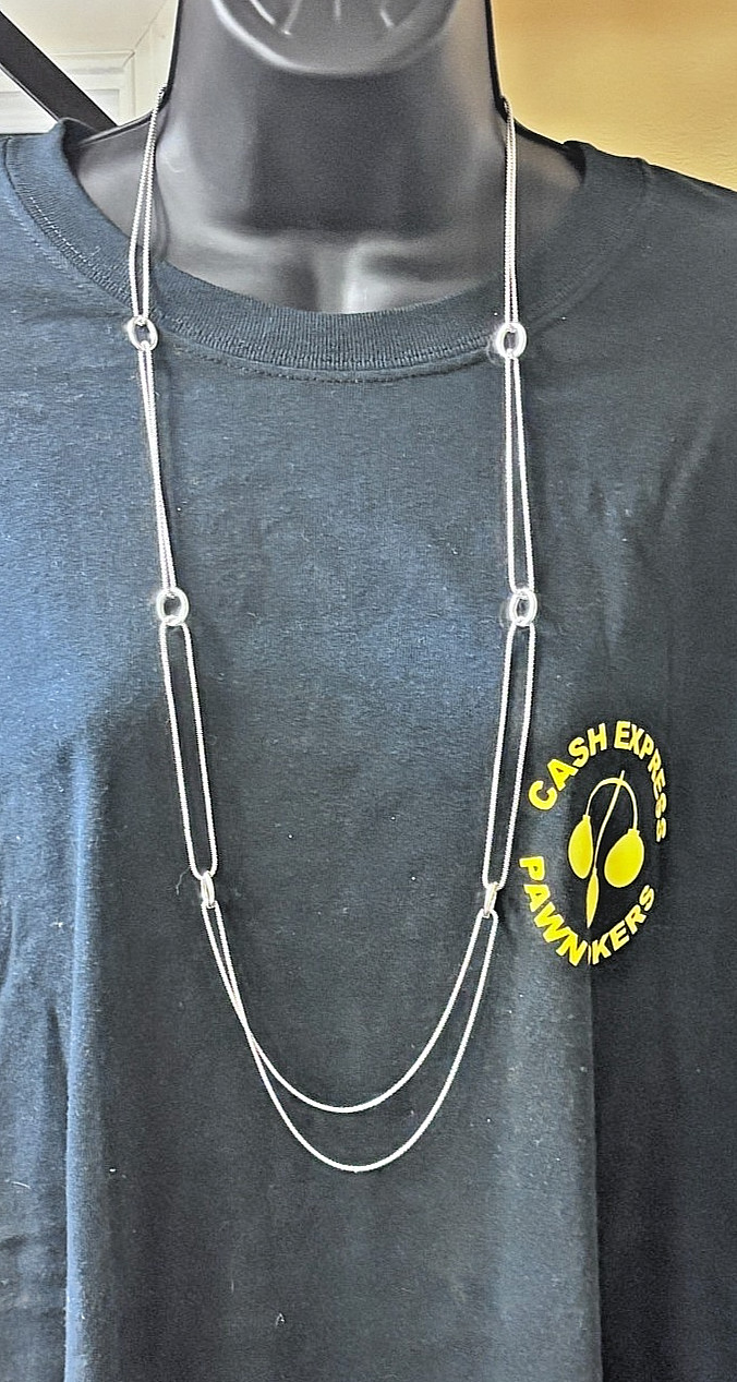 Italy Made by Milor Sterling Silver Double Popcorn Chain Necklace 14.6g ≈ 36in