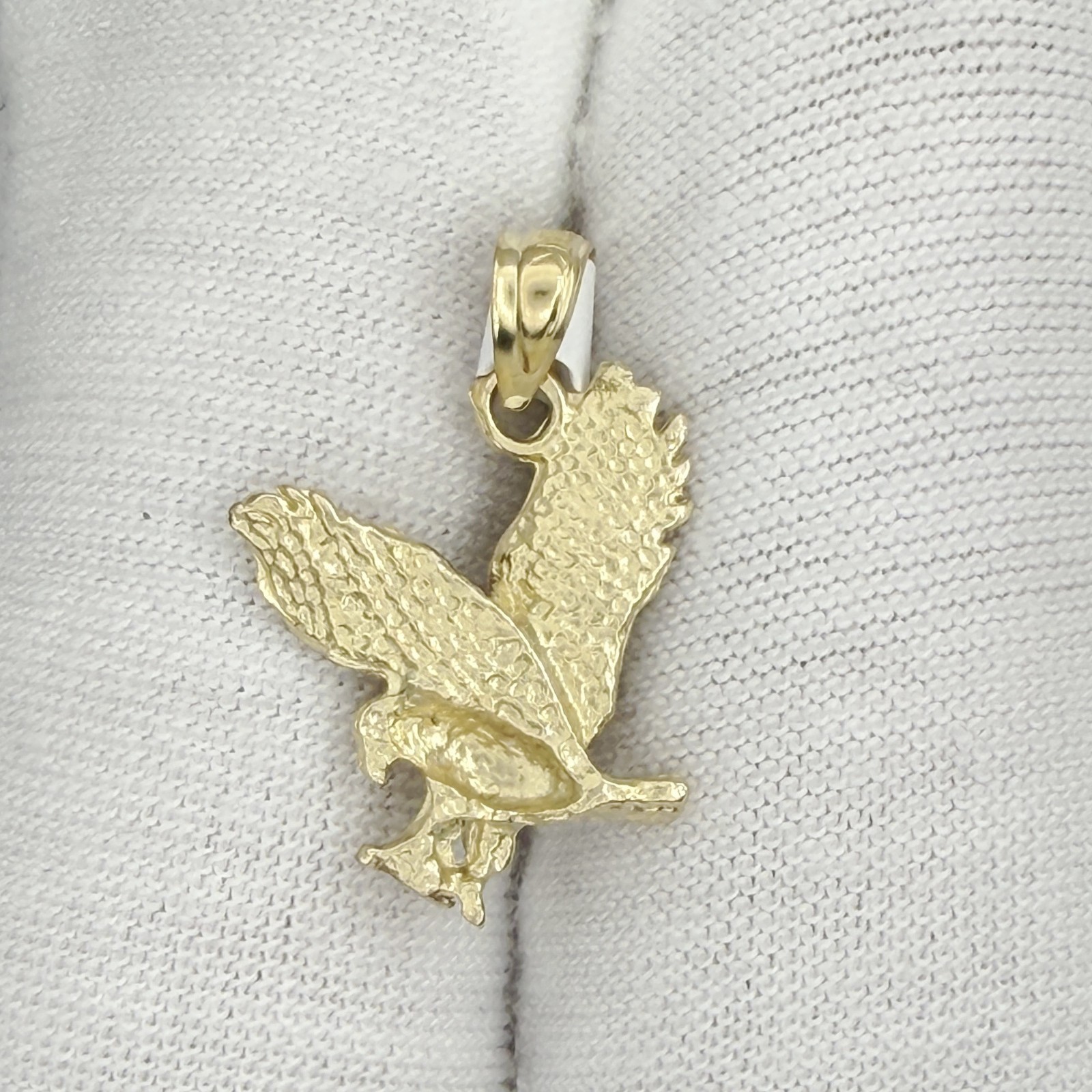 10k Yellow Gold Diamond-Cut Flying Eagle Bird Charm Pendant Jewelry Gift For Him