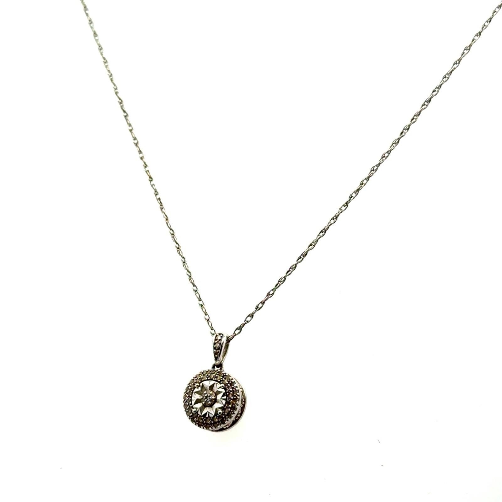 18” 925 Sterling Silver Diamond Accent + Cut Charm Pendant + Earrings, 4.9g