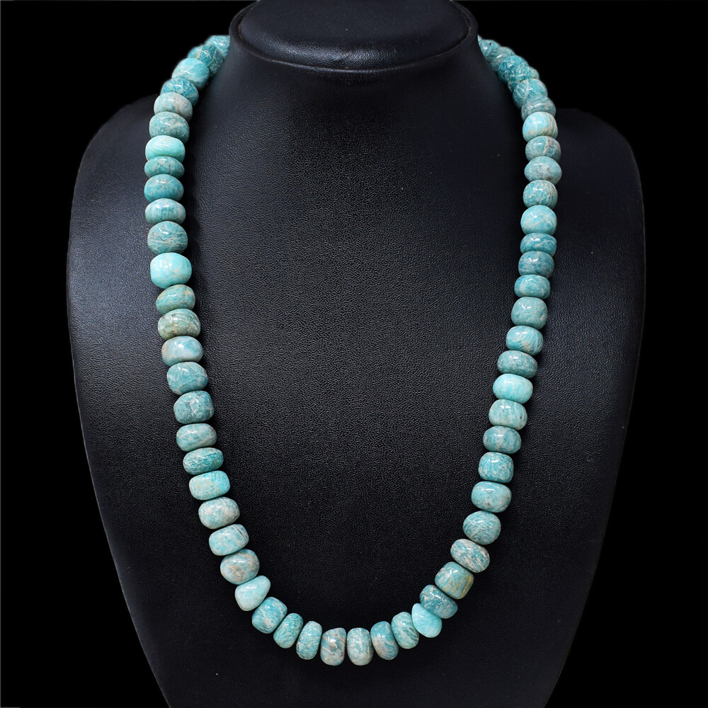 520.00 Cts Earth Mined Amazonite Round Shape Untreated Beads Necklace NK 23E58