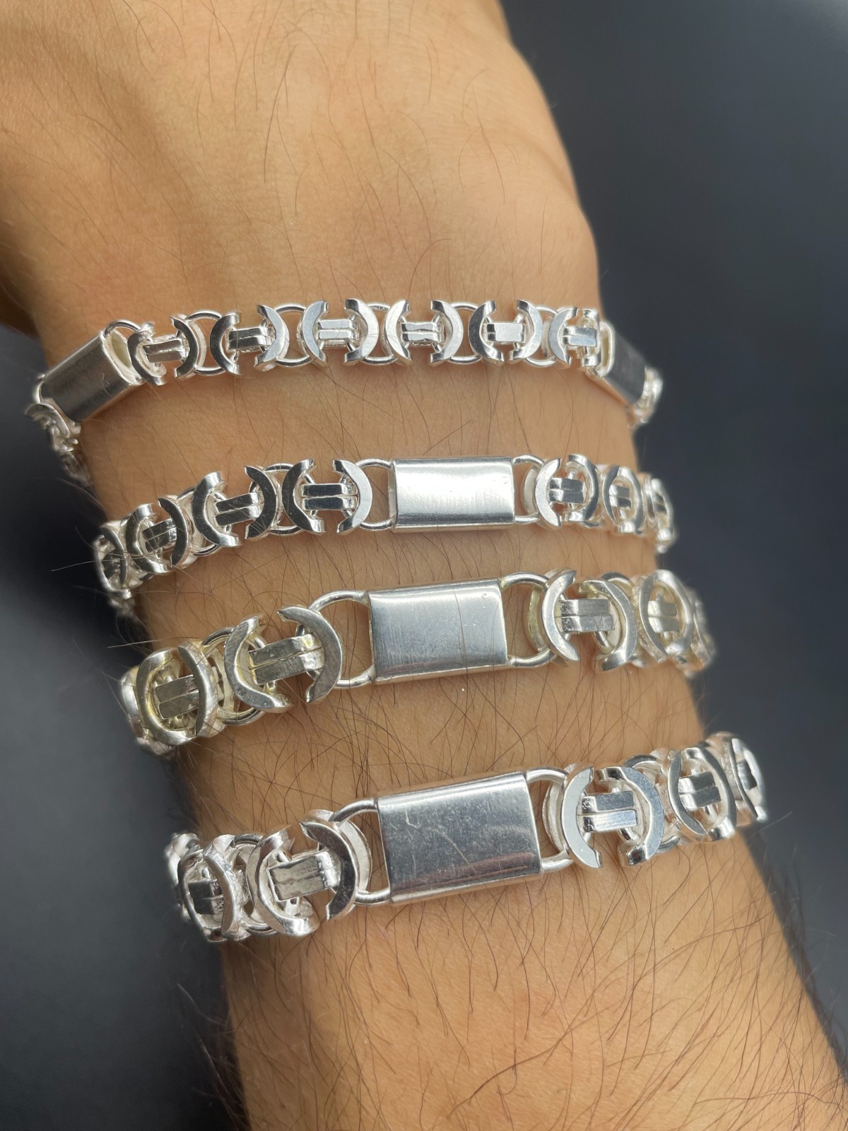 925 Sterling Silver Flat Euro Byzantine Chain Necklace&Bracelet Solid Bali King