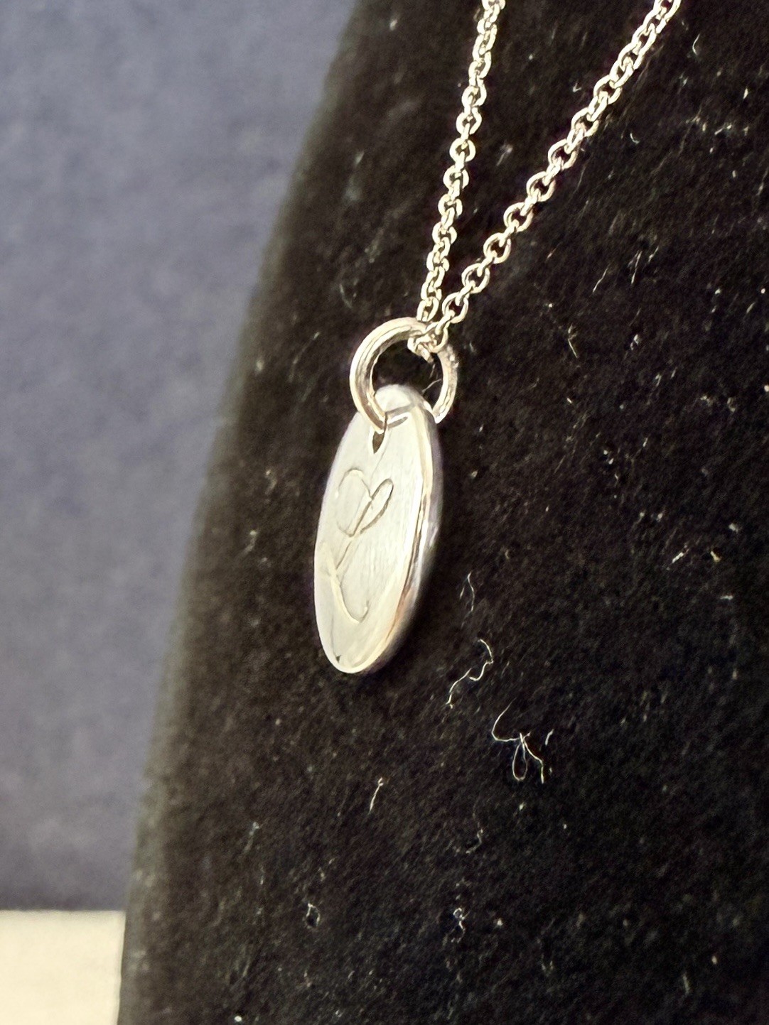 TIFFANY & CO. Sterling Silver Notes Alphabet Initial L Disc Pendant Necklace COA