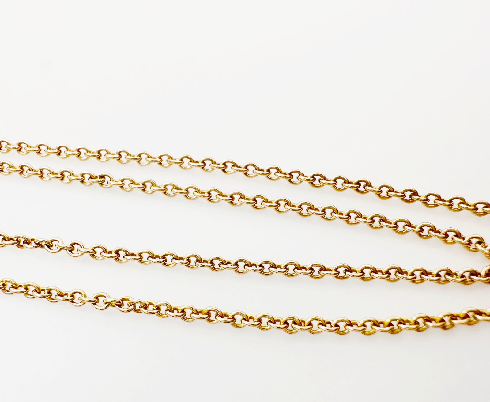 Vintage Solid 10K Yellow Gold Rolo Link Chain Necklace, 1.2mm, 15 1/2″, 1.7g